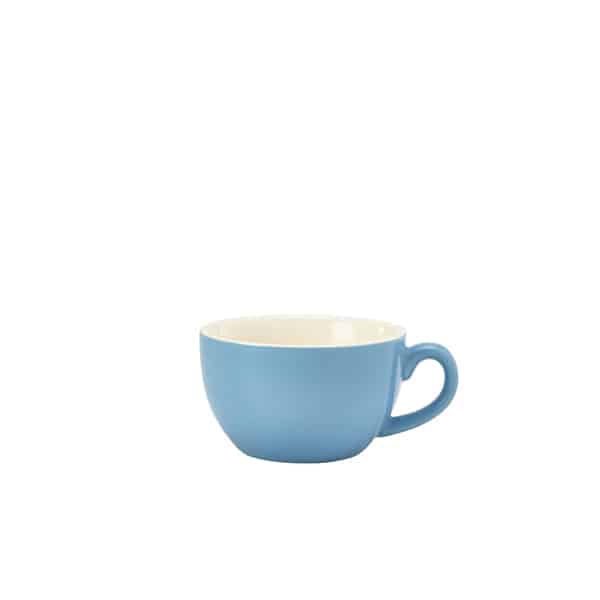Genware Porcelain Blue Bowl Shaped Cup 17.5cl/ 6oz - Pack of 6 1 Genware Porcelain Blue Bowl Shaped Cup 17.5cl/ 6oz - Pack of 6