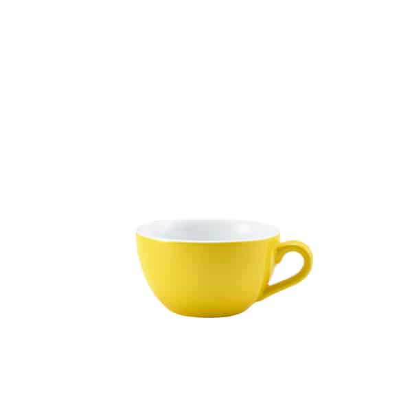 Genware Porcelain Yellow Bowl Shaped Cup 17.5cl/ 6oz - Pack of 6