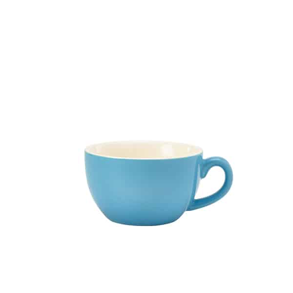 Genware Porcelain Blue Bowl Shaped Cup 25cl/ 8.75oz - Pack of 6 1 Genware Porcelain Blue Bowl Shaped Cup 25cl/ 8.75oz - Pack of 6
