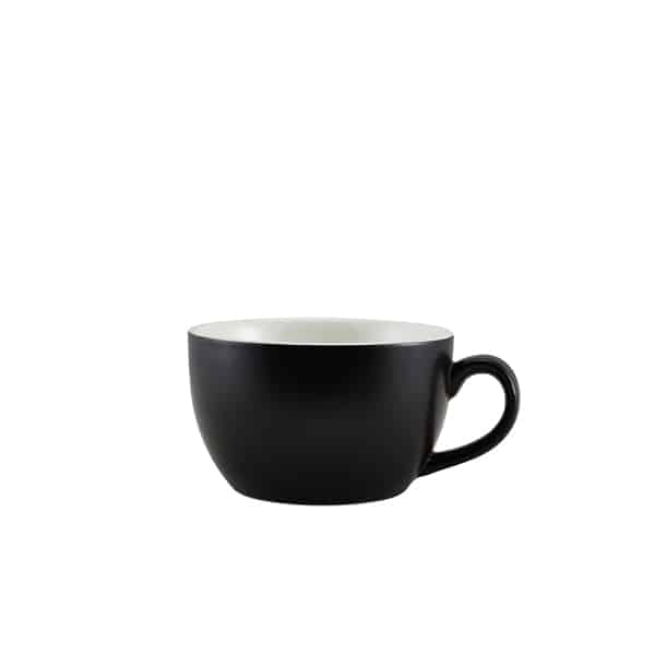 Genware Porcelain Matt Black Bowl Shaped Cup 25cl/ 8.75oz - Pack of 6