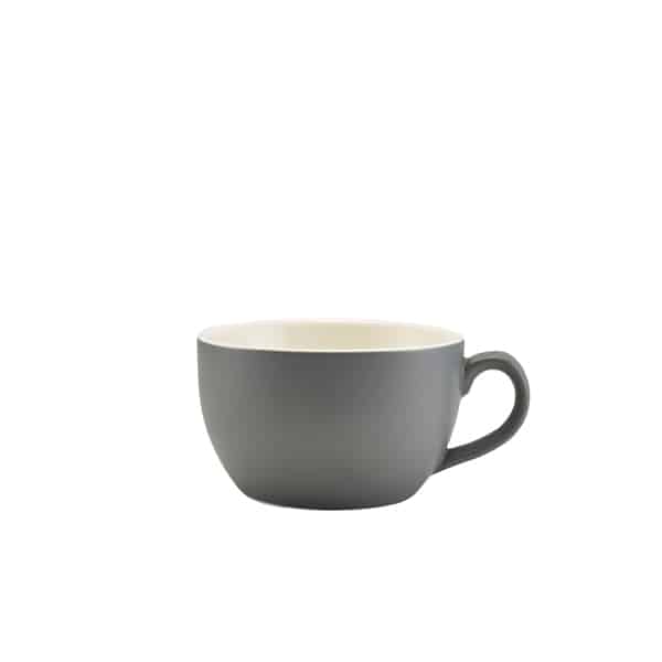 Genware Porcelain Matt Grey Bowl Shaped Cup 25cl/ 8.75oz - Pack of 6
