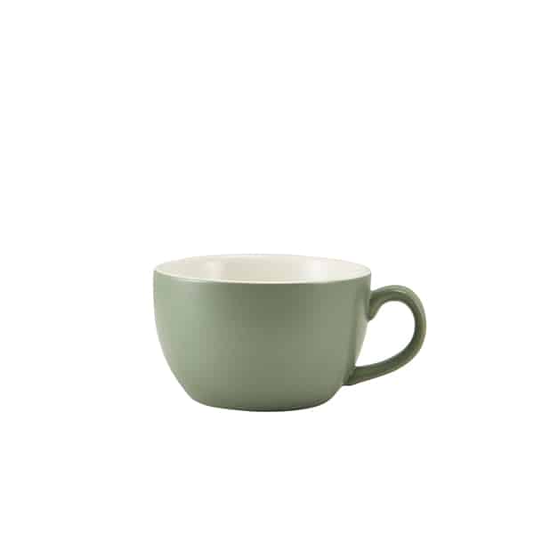 GenWare Porcelain Matt Sage Bowl Shaped Cup 25cl/ 8.75oz - Pack of 6