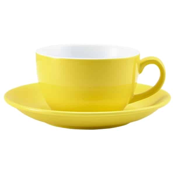 Genware Porcelain Yellow Bowl Shaped Cup 25cl/ 8.75oz - Pack of 6 2 Genware Porcelain Yellow Bowl Shaped Cup 25cl/ 8.75oz - Pack of 6 - Image 2
