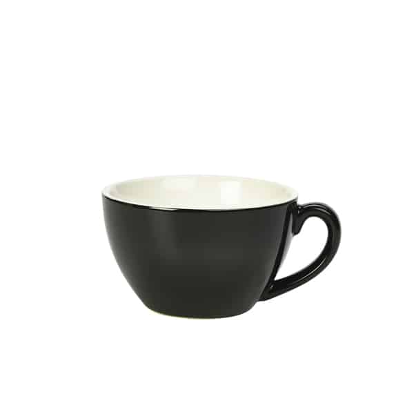 Genware Porcelain Black Bowl Shaped Cup 34cl/ 12oz - Pack of 6