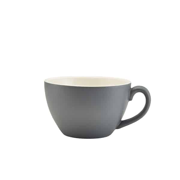 Genware Porcelain Matt Grey Bowl Shaped Cup 34cl/ 12oz - Pack of 6