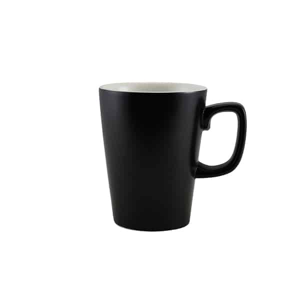 Genware Porcelain Matt Black Latte Mug 34cl/ 12oz - Pack of 6