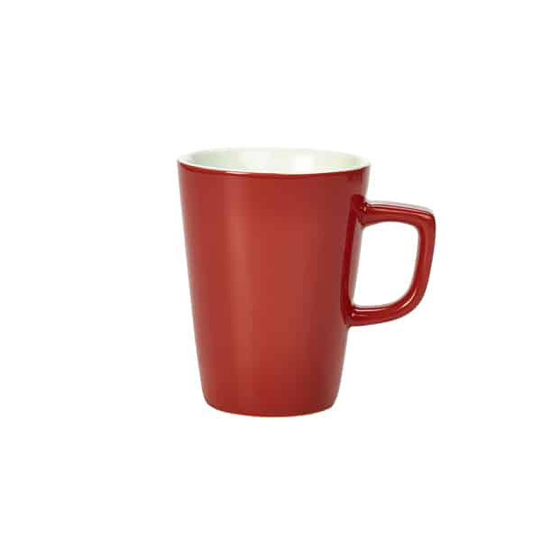 Genware Porcelain Red Latte Mug 34cl/ 12oz - Pack of 6