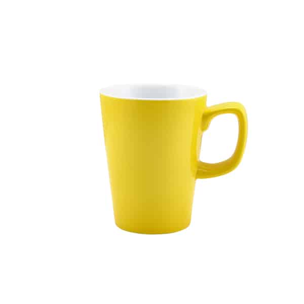Genware Porcelain Yellow Latte Mug 34cl/ 12oz - Pack of 6