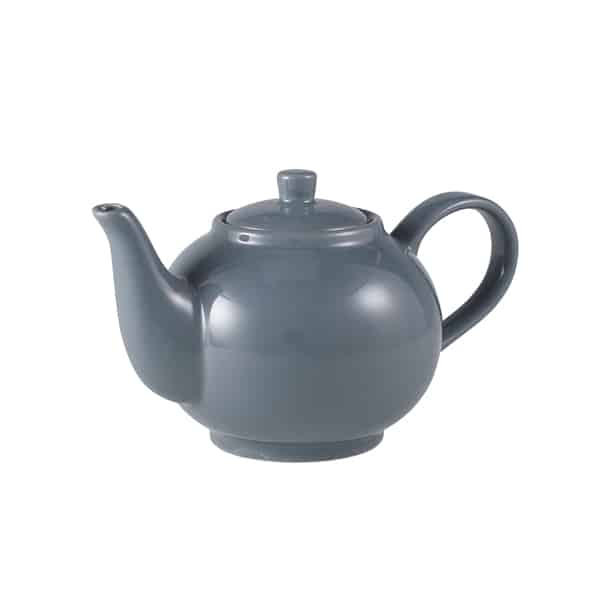Genware Porcelain Grey Teapot 45cl/ 15.75oz - Pack of 6