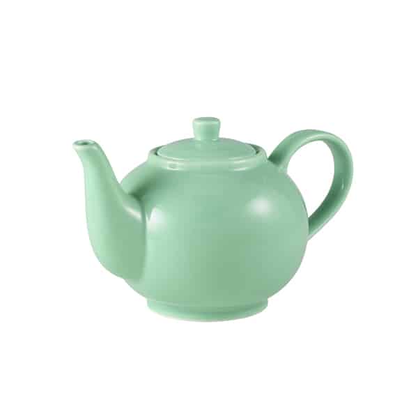 Genware Porcelain Green Teapot 45cl/ 15.75oz - Pack of 6