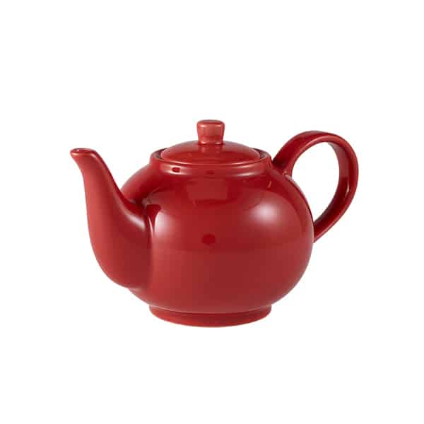 Genware Porcelain Red Teapot 45cl/ 15.75oz - Pack of 6