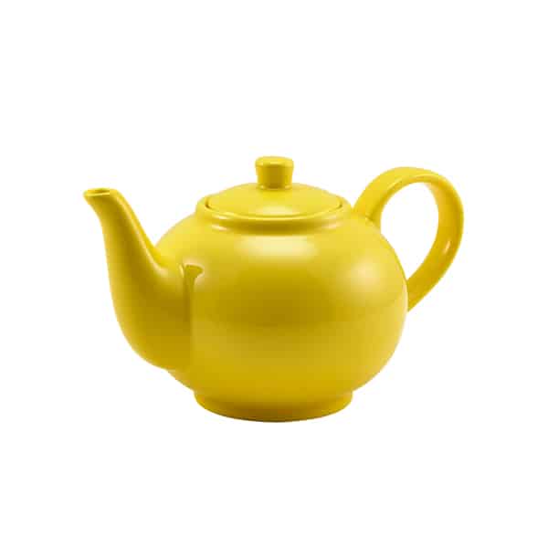 Genware Porcelain Yellow Teapot 45cl/ 15.75oz - Pack of 6 1 Genware Porcelain Yellow Teapot 45cl/ 15.75oz - Pack of 6