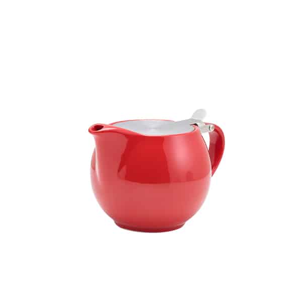 GenWare Porcelain Red Teapot with St/ St Lid & Infuser 50cl/ 17.6oz - Pack of 6