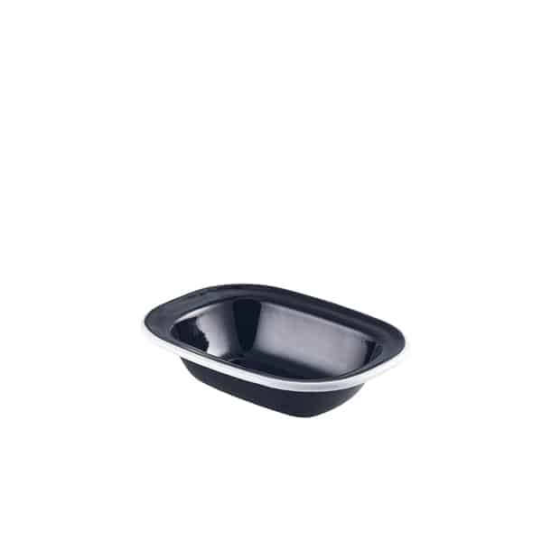 Enamel Pie Dish Black with White Rim 16cm - Pack of 12
