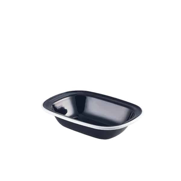 Enamel Pie Dish Black with White Rim 18cm - Pack of 12