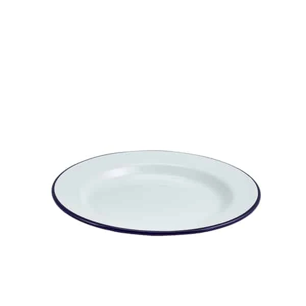 Enamel Wide Rim Plate White & Blue 24cm - Pack of 12 1 Enamel Wide Rim Plate White & Blue 24cm - Pack of 12