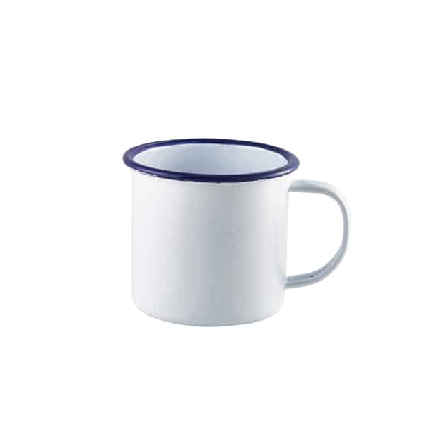Enamel Mug White with Blue Rim 36cl/ 12.5oz