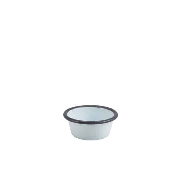 Enamel Ramekin White with Grey Rim 8cm Dia 90ml/ 3.2oz - Pack of 12