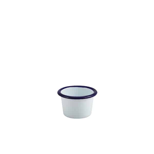 Enamel Ramekin White with Blue Rim 7cm Dia 90ml/ 3.2oz - Pack of 12