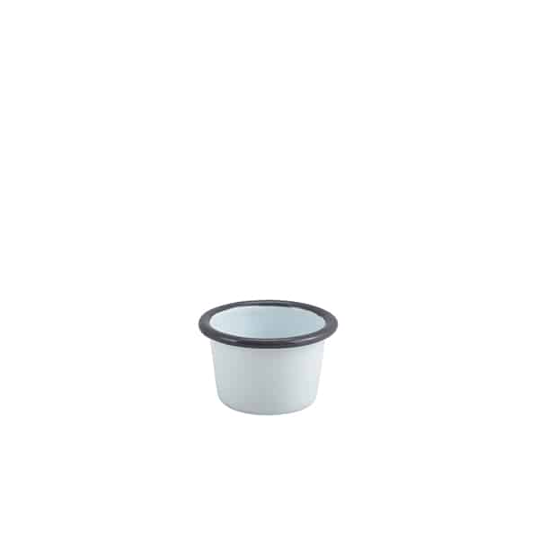 Enamel Ramekin White with Grey Rim 7cm Dia 90ml/ 3.2oz - Pack of 12