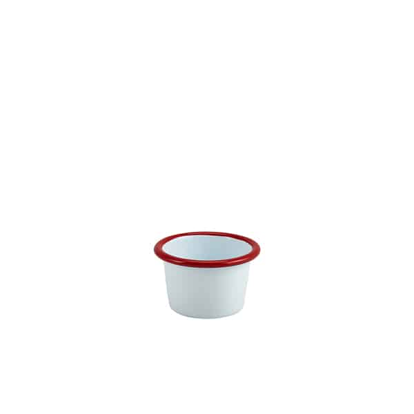 Enamel Ramekin White with Red Rim 7cm Dia 90ml/ 3.2oz - Pack of 12