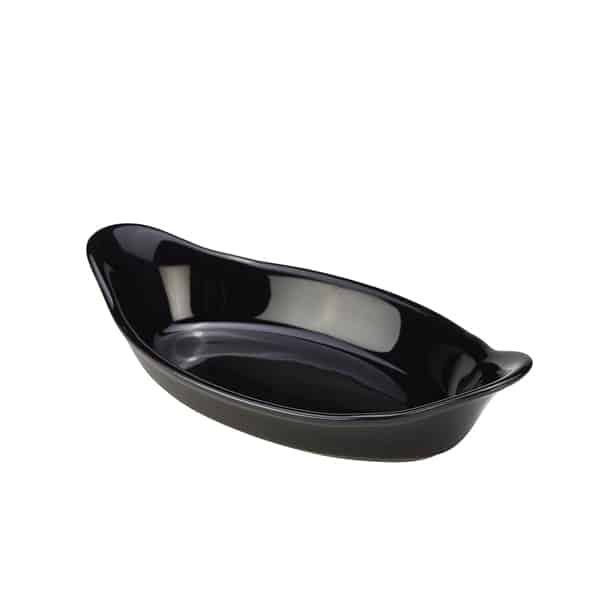 GenWare Stoneware Black Oval Eared Dish 22cm/ 8.5" - Pack of 4