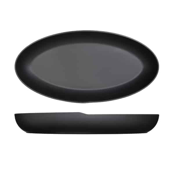 Black Copenhagen Oval Melamine Deep Dish 55 x 27.5 x 7.5cm