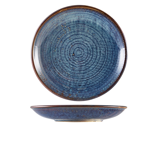 Terra Porcelain Aqua Blue Deep Coupe Plate 28cm - Pack of 3