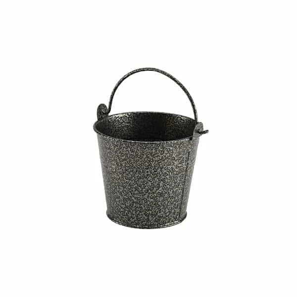 Galvanised Steel Hammered Serving Bucket 10cm Dia Silver - Pack of 12 1 Galvanised Steel Hammered Serving Bucket 10cm Dia Silver - Pack of 12