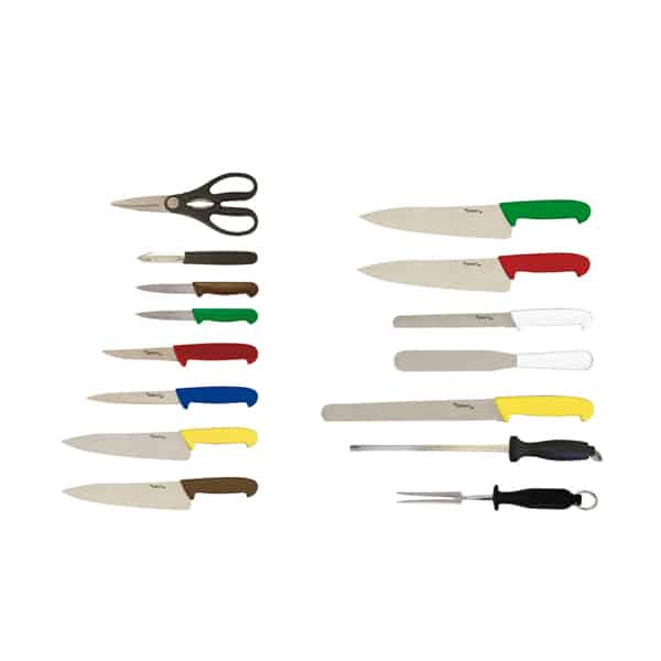 15 Piece Colour Coded Knife Set + Knife Case