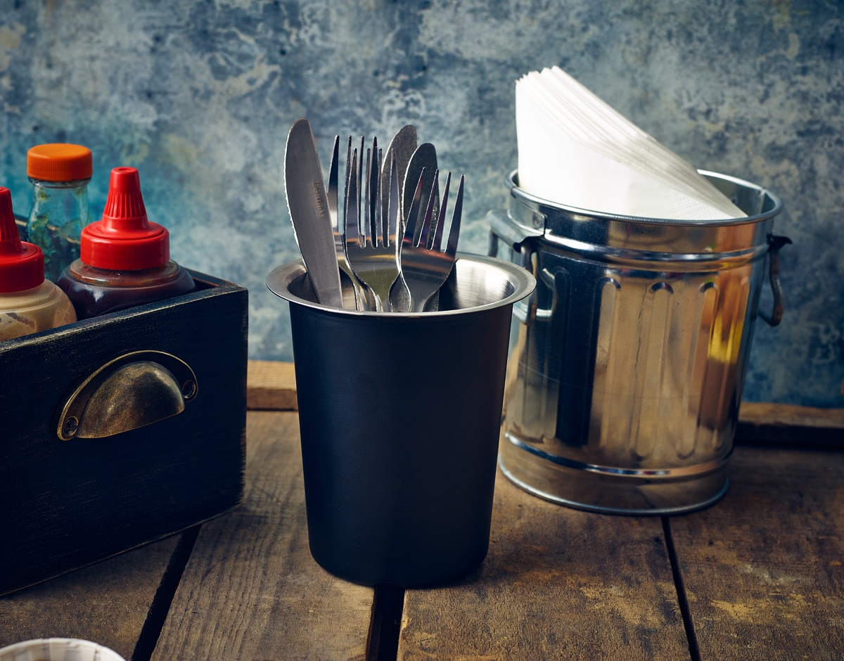 GenWare Stainless Steel Black Cutlery Cylinder 2 GenWare Stainless Steel Black Cutlery Cylinder - Image 2