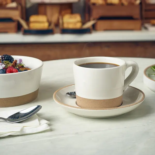 GenWare Kava White Stoneware Coffee Cup 28.5cl/ 10oz - Pack of 6 2 GenWare Kava White Stoneware Coffee Cup 28.5cl/ 10oz - Pack of 6 - Image 2