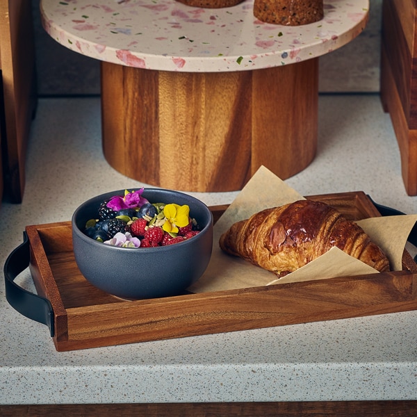 GenWare Acacia Wood Serving Tray with Metal Handles 32.5 x 17.5cm 4 GenWare Acacia Wood Serving Tray with Metal Handles 32.5 x 17.5cm - Image 4