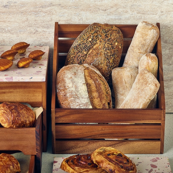 GenWare Acacia Wood Angled Crate GN 1/2 3 GenWare Acacia Wood Angled Crate GN 1/2 - Image 3