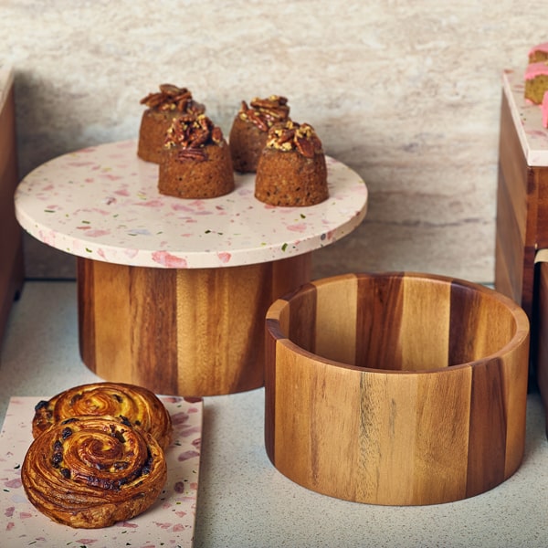 GenWare Acacia Wood Straight Sided Bowl 22.5 x 15cm 2 GenWare Acacia Wood Straight Sided Bowl 22.5 x 15cm - Image 2