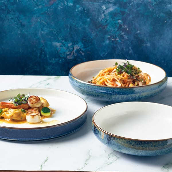 Terra Porcelain Aqua Blue Two Tone Coupe Bowl 20.5cm - Pack of 6 2 Terra Porcelain Aqua Blue Two Tone Coupe Bowl 20.5cm - Pack of 6 - Image 2