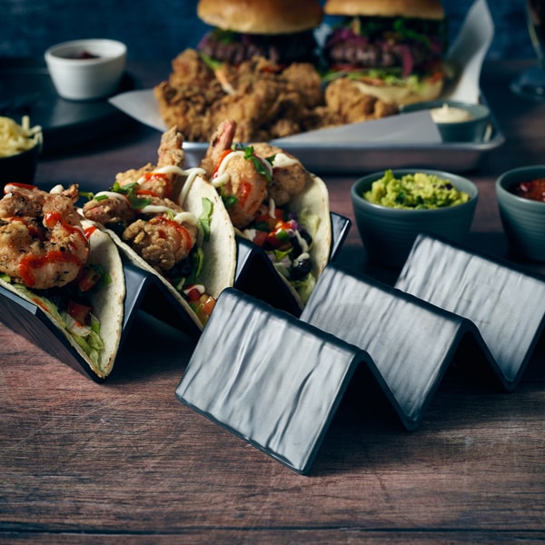 GenWare Melamine Matt Black Fast Food Stand 2 Slot - Pack of 12 2 GenWare Melamine Matt Black Fast Food Stand 2 Slot - Pack of 12 - Image 2