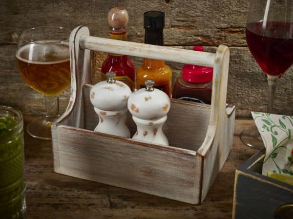 Medium White Wooden Table Caddy 2 Medium White Wooden Table Caddy - Image 2