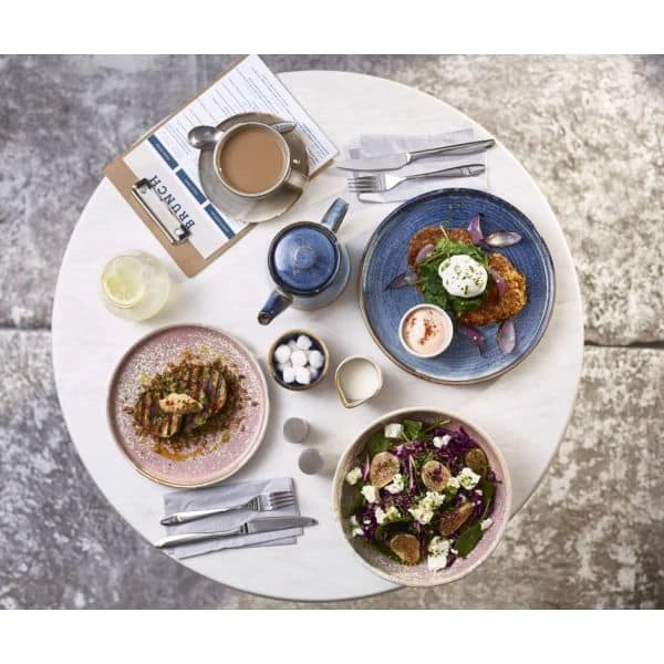 Terra Porcelain Aqua Blue Low Presentation Plate 25cm - Pack of 6 3 Terra Porcelain Aqua Blue Low Presentation Plate 25cm - Pack of 6 - Image 3