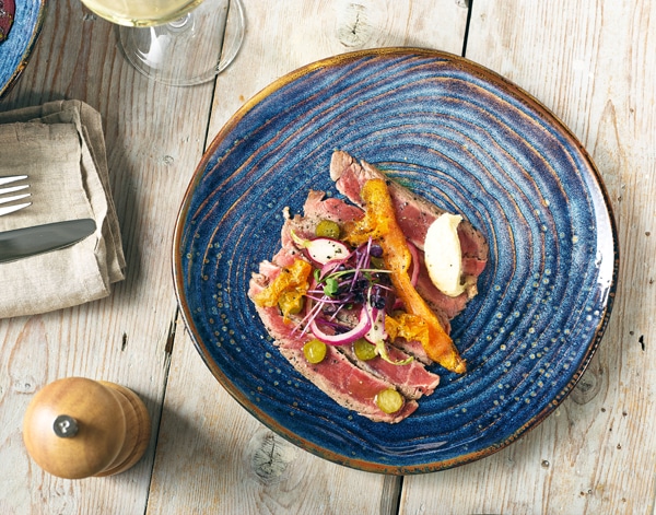 Terra Porcelain Aqua Blue Organic Plate 25cm - Pack of 6 2 Terra Porcelain Aqua Blue Organic Plate 25cm - Pack of 6 - Image 2