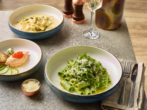 Terra Porcelain Aqua Blue Two Tone Coupe Bowl 24.5cm - Pack of 6 4 Terra Porcelain Aqua Blue Two Tone Coupe Bowl 24.5cm - Pack of 6 - Image 4