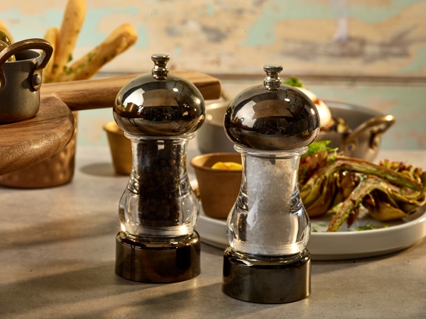 GenWare Gun Metal & Acrylic Salt/ Pepper Grinder 14cm 2 GenWare Gun Metal & Acrylic Salt/ Pepper Grinder 14cm - Image 2