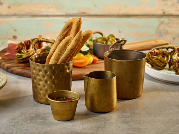 GenWare Gold Vintage Steel Hammered Serving Cup 8.5 x 8.5cm - Pack of 12 4 GenWare Gold Vintage Steel Hammered Serving Cup 8.5 x 8.5cm - Pack of 12 - Image 4