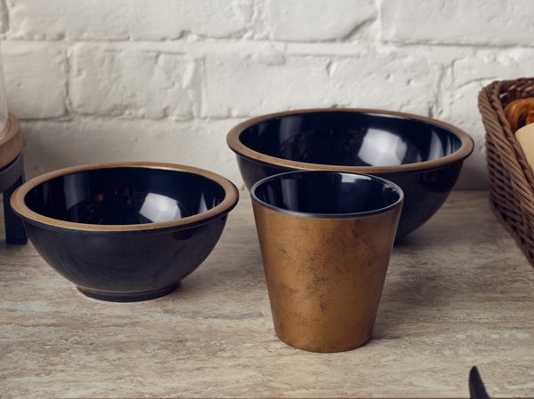 Copper/ Black Utah Melamine Bowl 16 x 7cm - Pack of 6 2 Copper/ Black Utah Melamine Bowl 16 x 7cm - Pack of 6 - Image 2