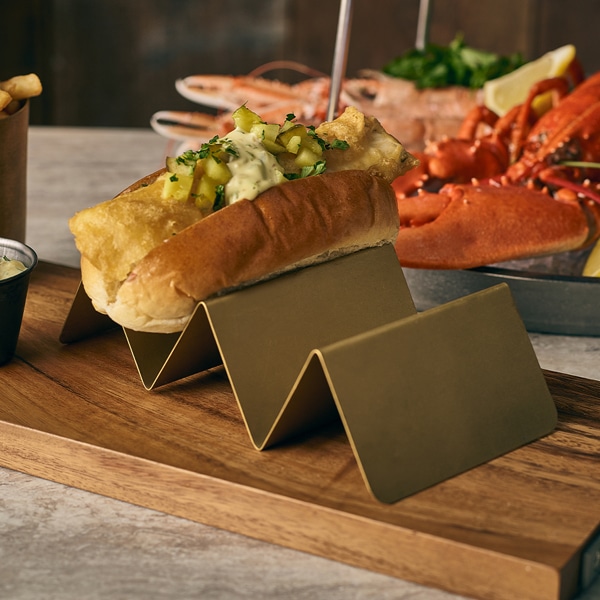 GenWare Gold Vintage Steel Fast Food Stand 2 Slot - Pack of 12 2 GenWare Gold Vintage Steel Fast Food Stand 2 Slot - Pack of 12 - Image 2