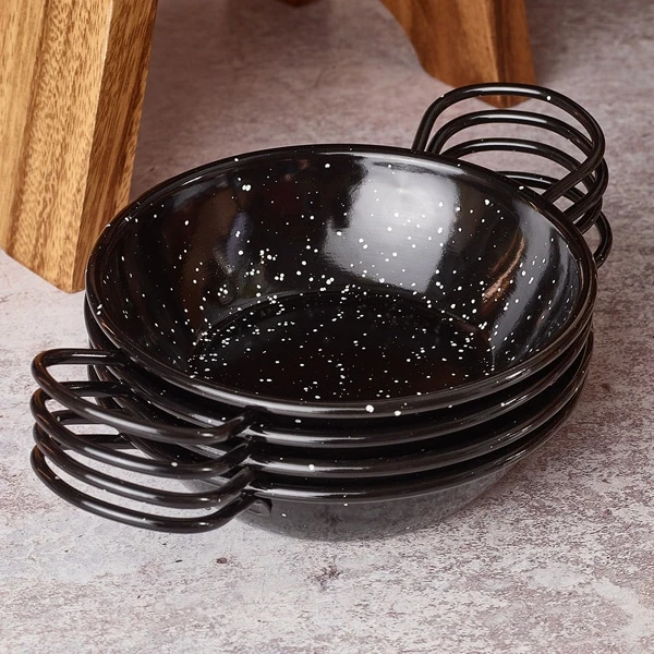 Black Enamel Dish 14cm - Pack of 6 5 Black Enamel Dish 14cm - Pack of 6 - Image 5