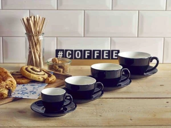 Genware Porcelain Black Bowl Shaped Cup 17.5cl/ 6oz - Pack of 6 2 Genware Porcelain Black Bowl Shaped Cup 17.5cl/ 6oz - Pack of 6 - Image 2
