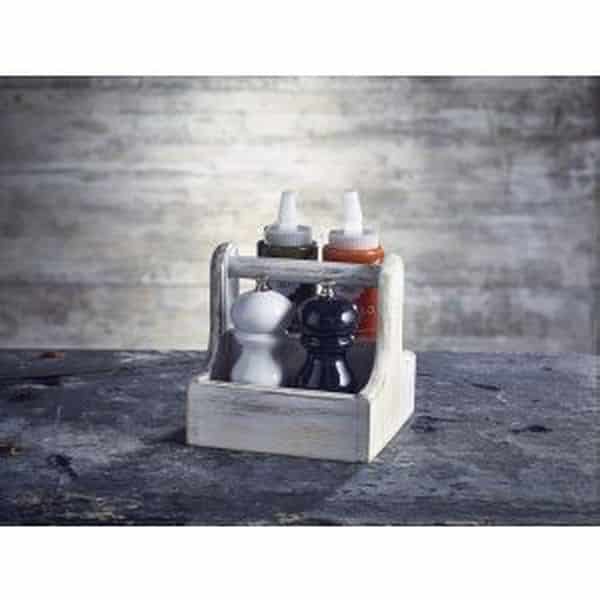 Small White Wooden Table Caddy 3 Small White Wooden Table Caddy - Image 3