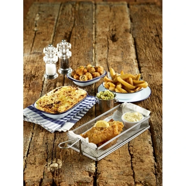 Enamel Wide Rim Plate White & Blue 24cm - Pack of 12 4 Enamel Wide Rim Plate White & Blue 24cm - Pack of 12 - Image 4