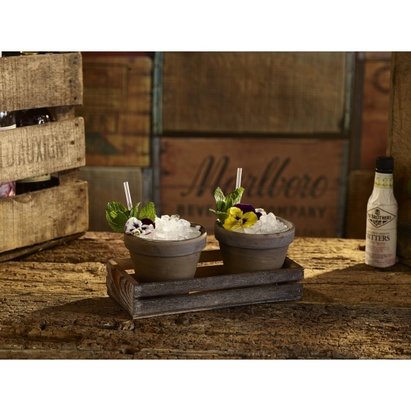 Genware Dark Rustic Wooden Crate 34 x 12 x 7cm 2 Genware Dark Rustic Wooden Crate 34 x 12 x 7cm - Image 2
